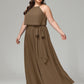 Halter Chiffon Bridesmaid Dress Plus Size