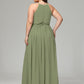 Halter Chiffon Bridesmaid Dress Plus Size