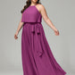 Halter Chiffon Bridesmaid Dress Plus Size