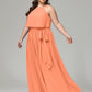 Halter Chiffon Bridesmaid Dress Plus Size