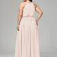 Halter Chiffon Bridesmaid Dress Plus Size