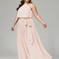 Halter Chiffon Bridesmaid Dress Plus Size