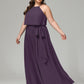 Halter Chiffon Bridesmaid Dress Plus Size