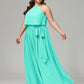 Halter Chiffon Bridesmaid Dress Plus Size