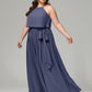 Halter Chiffon Bridesmaid Dress Plus Size