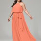 Halter Chiffon Bridesmaid Dress Plus Size