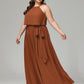 Halter Chiffon Bridesmaid Dress Plus Size