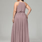 Halter Chiffon Bridesmaid Dress Plus Size