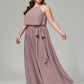 Halter Chiffon Bridesmaid Dress Plus Size