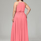 Halter Chiffon Bridesmaid Dress Plus Size