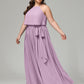 Halter Chiffon Bridesmaid Dress Plus Size