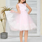 Sleeveless Lace Appliques Tulle Flower Girl Dress with Bow-Knot