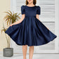 Simple Short Sleeves Satin Flower Girl Dress