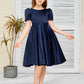 Simple Short Sleeves Satin Flower Girl Dress