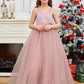 Cute Sleeveless Tulle Flower Girl Dress with Bow-Knot