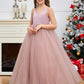 Cute Sleeveless Tulle Flower Girl Dress with Bow-Knot