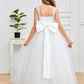 Chic Lace Appliques Sleeveless Tulle Flower Girl Dress with Bow-Knot
