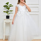 Cap Sleeves Lace Appliques Tulle Flower Girl Dress
