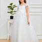 Cap Sleeves Lace Appliques Tulle Flower Girl Dress