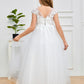 Cap Sleeves Lace Appliques Tulle Flower Girl Dress