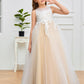 Cute Sleeveless Lace Appliques Tulle Flower Girl Dress