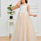 Cute Sleeveless Lace Appliques Tulle Flower Girl Dress