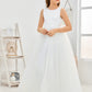 Sleeveless Satin Flower Girl Dress With Bow-Knot