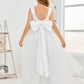 Sleeveless Satin Flower Girl Dress With Bow-Knot