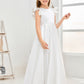 Ruffle Sleeves Beading Satin Flower Girl Dress