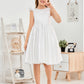 Sleeveless V Back Satin Flower Girl Dress With Bow-Knot