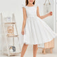 Sleeveless V Back Satin Flower Girl Dress With Bow-Knot