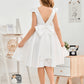 Sleeveless V Back Satin Flower Girl Dress With Bow-Knot
