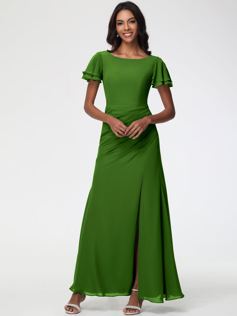 Sleeveless Bridesmaid Gown with Ruffles Moss main image 1