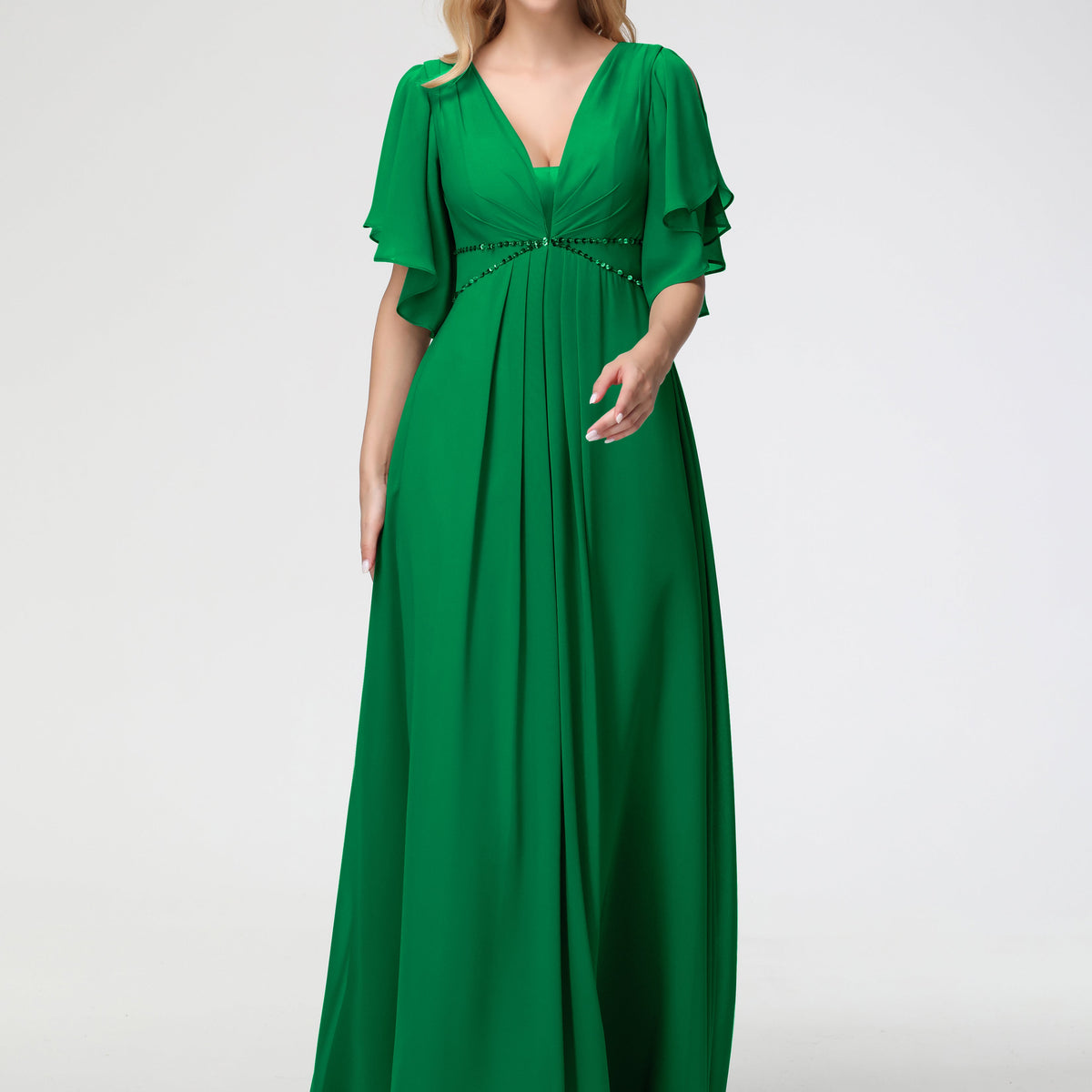emerald bridesmaid dresses long sleeve 9680 | Sorella Vita | Boho Bridesmaid Dress with V-Neckline and Long Sleeves