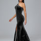 One Shoulder Plus Size Velvet Bridesmaid Dress With Slit