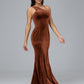 One Shoulder Plus Size Velvet Bridesmaid Dress With Slit