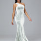 One Shoulder Plus Size Velvet Bridesmaid Dress With Slit