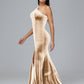 One Shoulder Plus Size Velvet Bridesmaid Dress With Slit