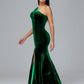 One Shoulder Plus Size Velvet Bridesmaid Dress With Slit