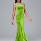 One Shoulder Plus Size Velvet Bridesmaid Dress With Slit