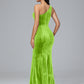 One Shoulder Plus Size Velvet Bridesmaid Dress With Slit