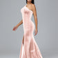 One Shoulder Plus Size Velvet Bridesmaid Dress With Slit