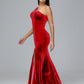 One Shoulder Plus Size Velvet Bridesmaid Dress With Slit