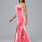 One Shoulder Plus Size Velvet Bridesmaid Dress With Slit