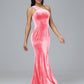 One Shoulder Plus Size Velvet Bridesmaid Dress With Slit