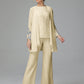 Long Sleeves Chiffon Lace Mother Of The Bride Dress Pants Suits