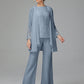 Long Sleeves Chiffon Lace Mother Of The Bride Dress Pants Suits
