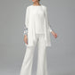 Long Sleeves Chiffon Lace Mother Of The Bride Dress Pants Suits