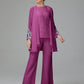 Long Sleeves Chiffon Lace Mother Of The Bride Dress Pants Suits