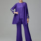 Long Sleeves Chiffon Lace Mother Of The Bride Dress Pants Suits